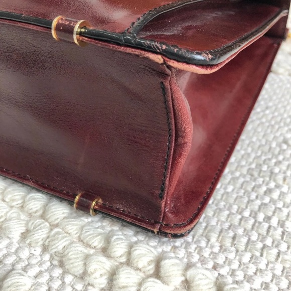 Vintage/Crafted in USA Yamani Genuine Leather Men's Purse/Briefcase Burgundy - Picture 15 of 16